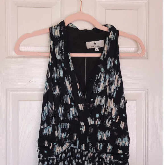 LABEL RITU KUMAR Maxi Dress Sleeveless Size 2 V Neck Black Blue - Picture 3 of 7